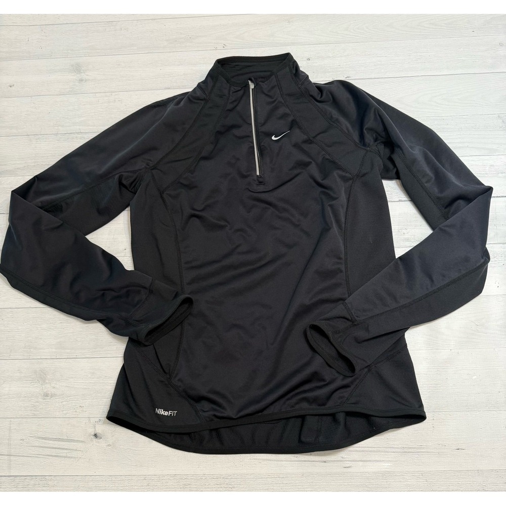 Nike women's nikefit‎ black quarter zip pullover size medium